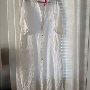 Lilly Pulitzer White Button-Down Swim Coverup